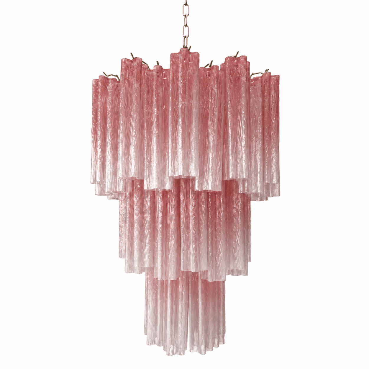Elegant Pink Glass Tubes Chandelier with Adjustable Height & LED Compa