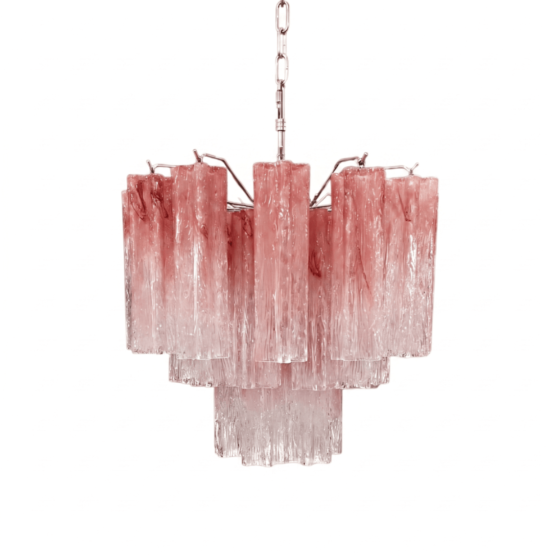 Elegant Pink Glass Tubes Chandelier with Adjustable Height & LED Compa