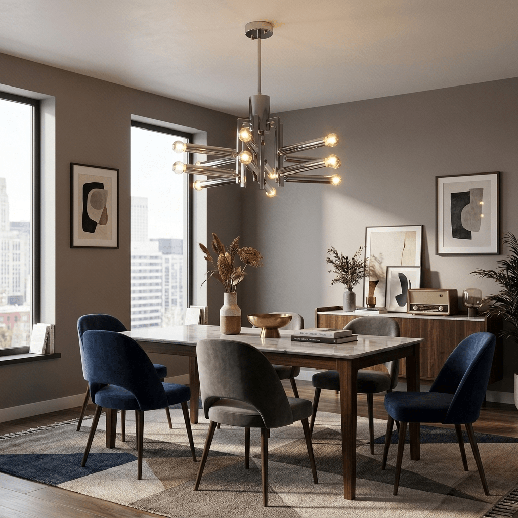 Sputnik Chrome Chandelier - Modern Design with Adjustable Arms & LED C