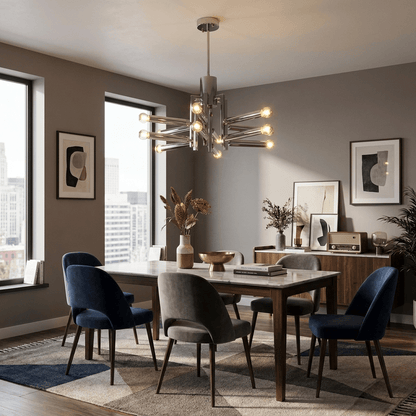 Sputnik Chrome Chandelier - Modern Design with Adjustable Arms & LED C