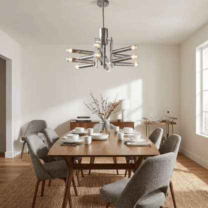 Sputnik Chrome Chandelier - Modern Design with Adjustable Arms & LED C