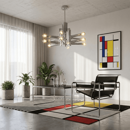 Sputnik Chrome Chandelier - Modern Design with Adjustable Arms & LED C