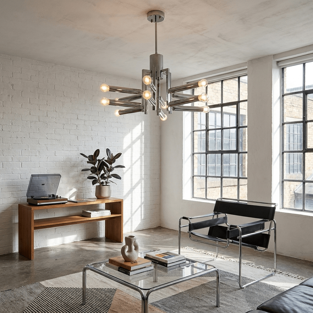 Sputnik Chrome Chandelier - Modern Design with Adjustable Arms & LED C