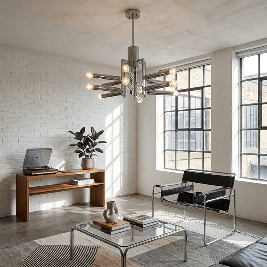 Sputnik Chrome Chandelier - Modern Design with Adjustable Arms & LED C