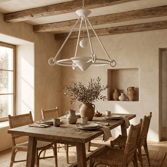Elegant Sculptural Plaster Chandelier with Adjustable Lighting & Moder