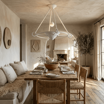 Elegant Sculptural Plaster Chandelier with Adjustable Lighting & Moder