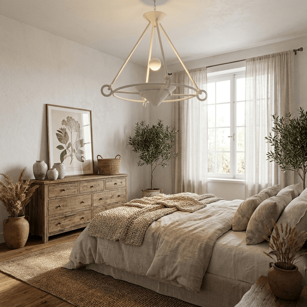Elegant Sculptural Plaster Chandelier with Adjustable Lighting & Moder