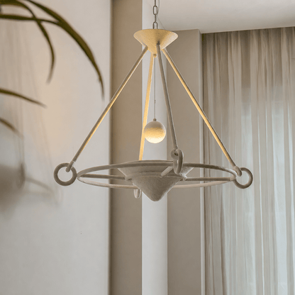 Elegant Sculptural Plaster Chandelier with Adjustable Lighting & Moder