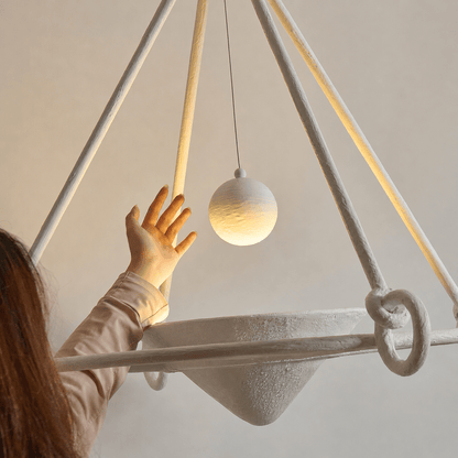 Elegant Sculptural Plaster Chandelier with Adjustable Lighting & Moder