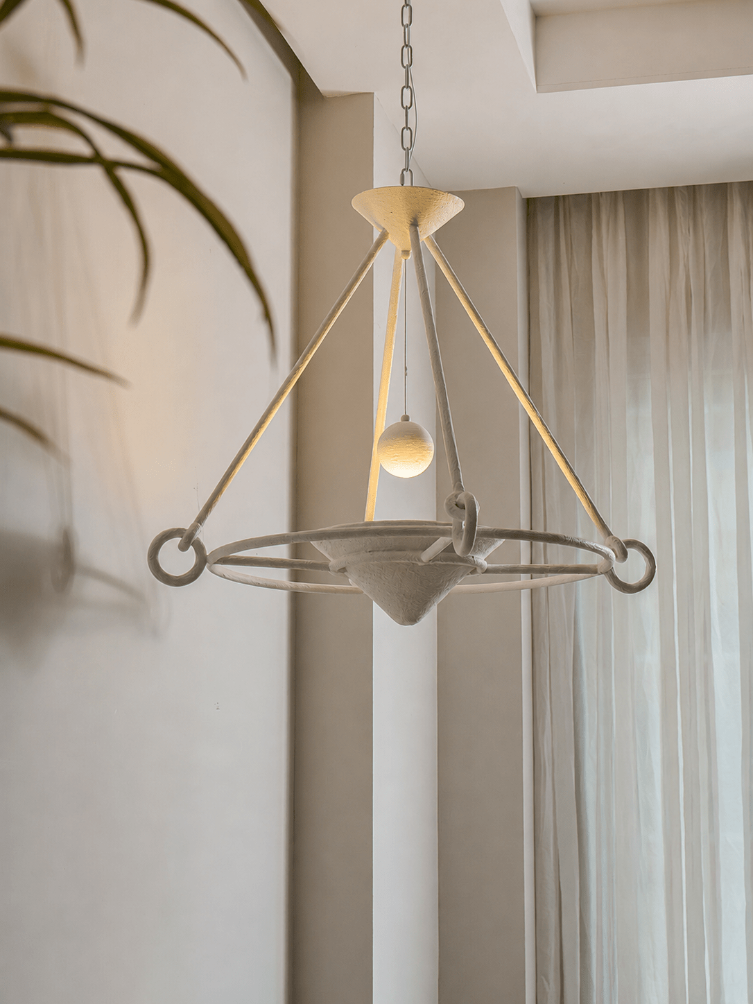 Elegant Sculptural Plaster Chandelier with Adjustable Lighting & Moder