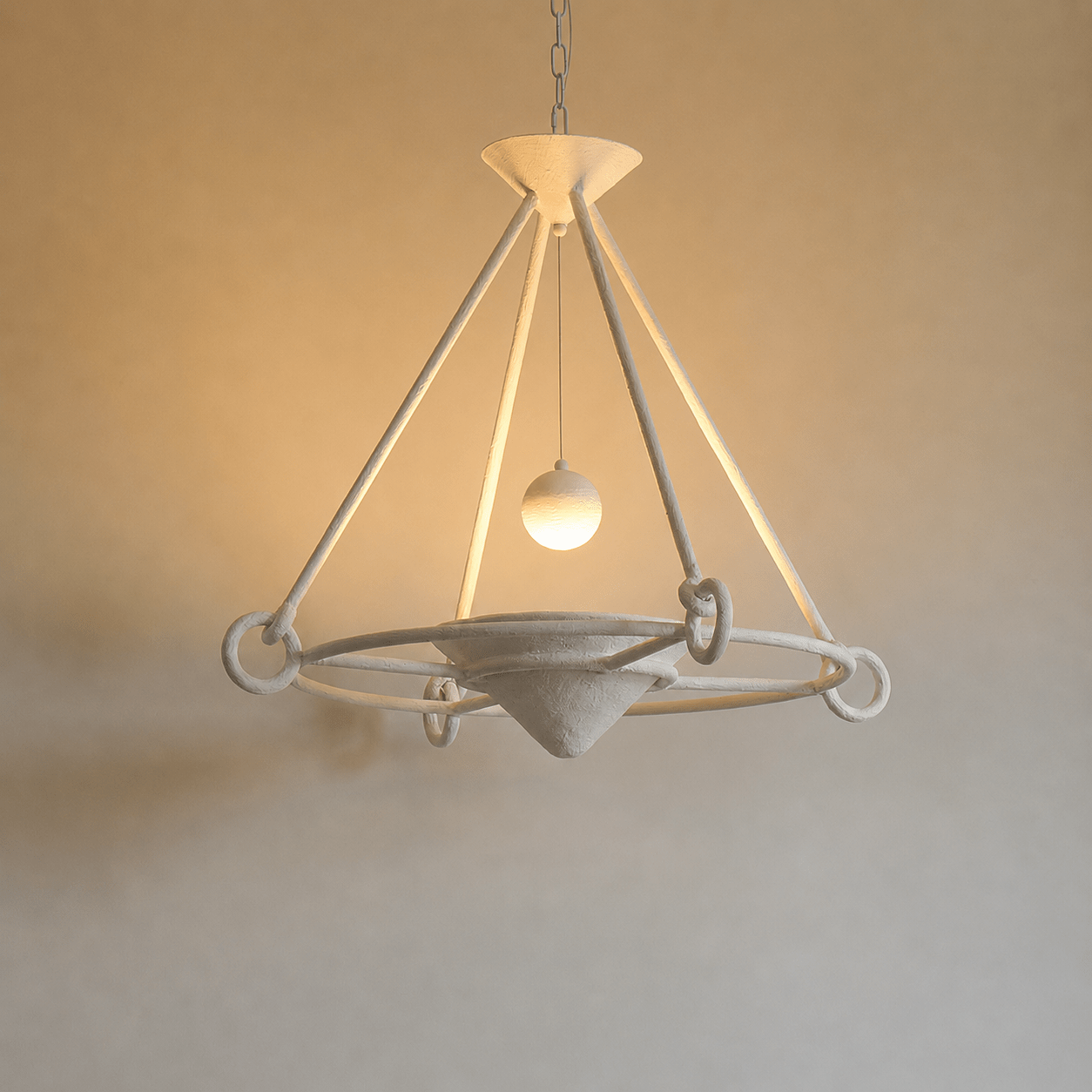 Elegant Sculptural Plaster Chandelier with Adjustable Lighting & Moder