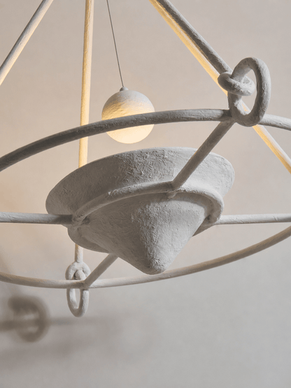 Elegant Sculptural Plaster Chandelier with Adjustable Lighting & Moder
