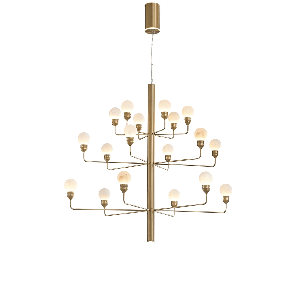 Raggiera Tiered Alabaster Globe Chandelier with Adjustable Height & So