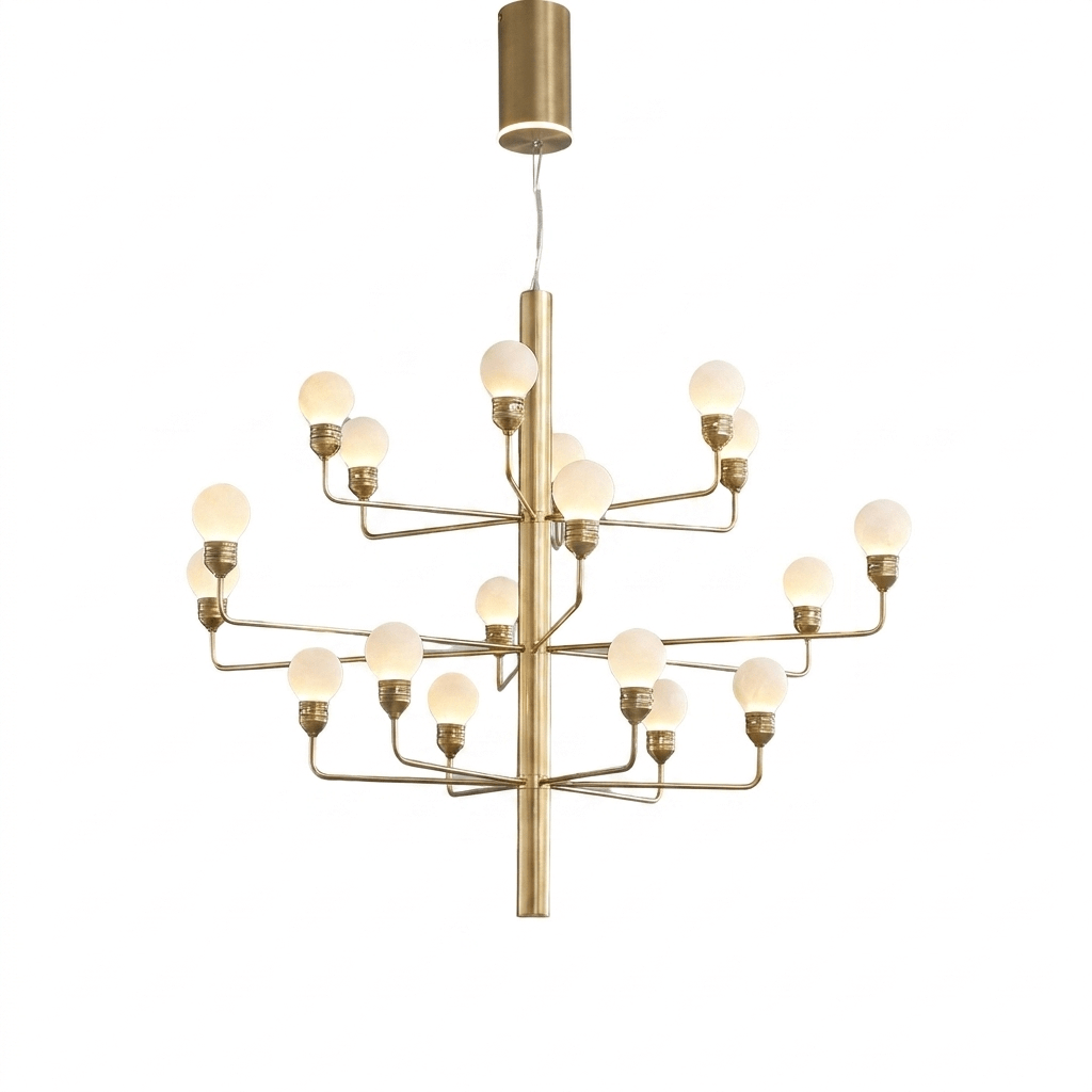 Raggiera Tiered Alabaster Globe Chandelier with Adjustable Height & So
