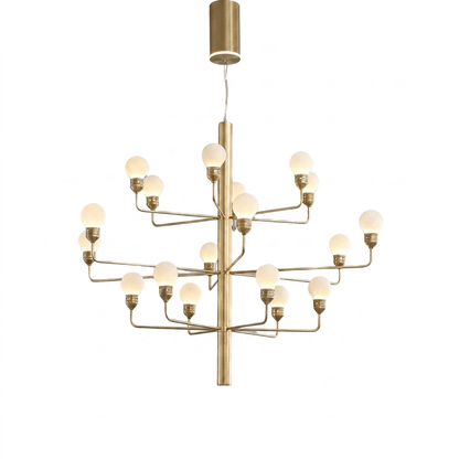 Raggiera Tiered Alabaster Globe Chandelier with Adjustable Height & So