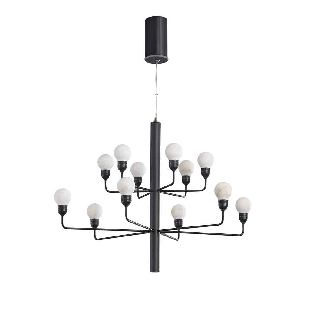 Raggiera Tiered Alabaster Globe Chandelier with Adjustable Height & So