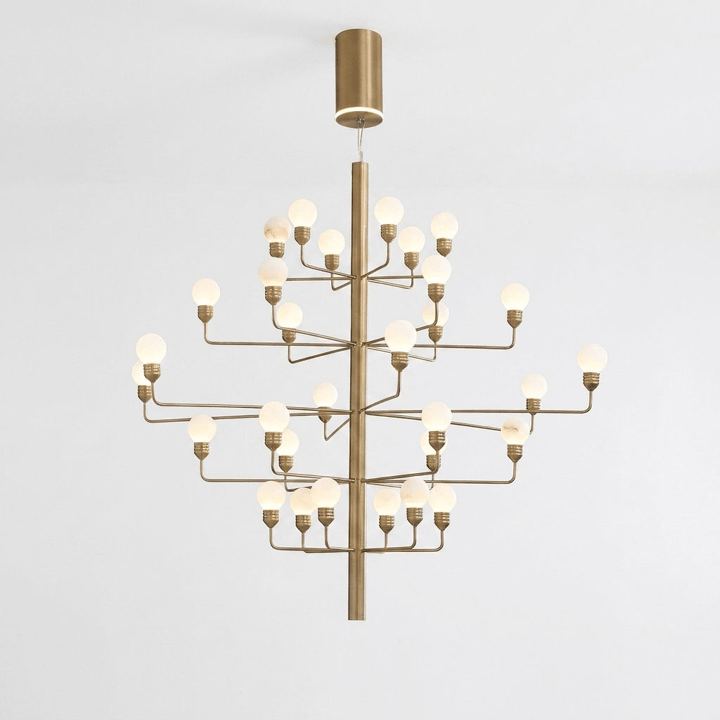 Raggiera Tiered Alabaster Globe Chandelier with Adjustable Height & So