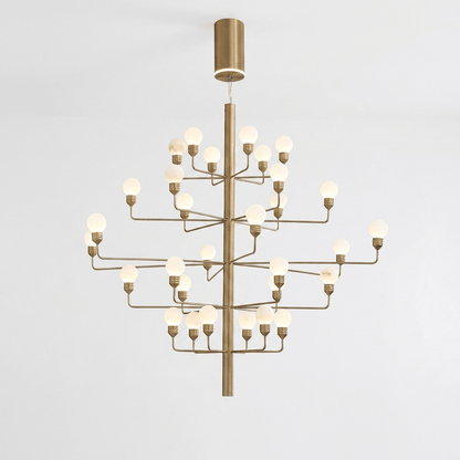Raggiera Tiered Alabaster Globe Chandelier with Adjustable Height & So