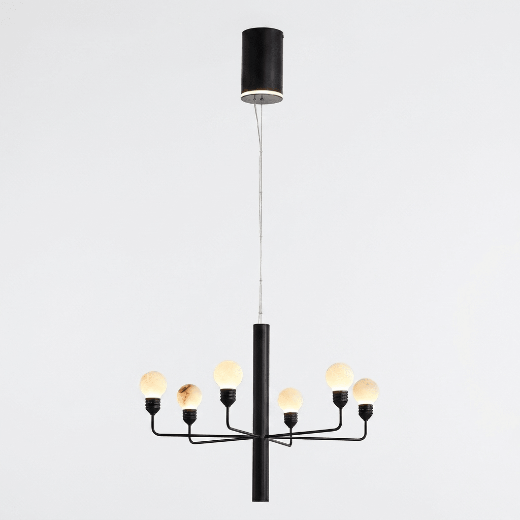 Raggiera Tiered Alabaster Globe Chandelier with Adjustable Height & So