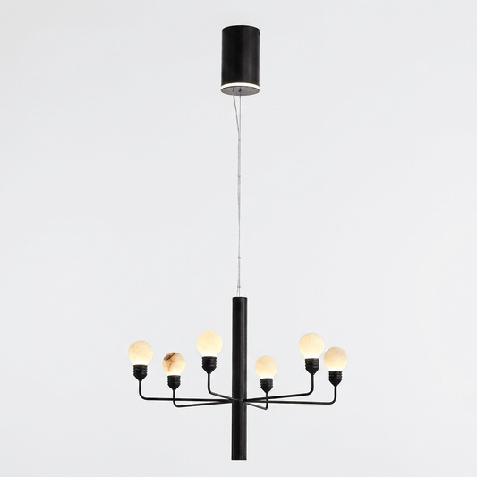 Raggiera Tiered Alabaster Globe Chandelier with Adjustable Height & So