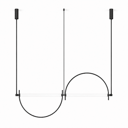 Arched Linear LED Chandelier with Dimmable Lights and Adjustable Heigh