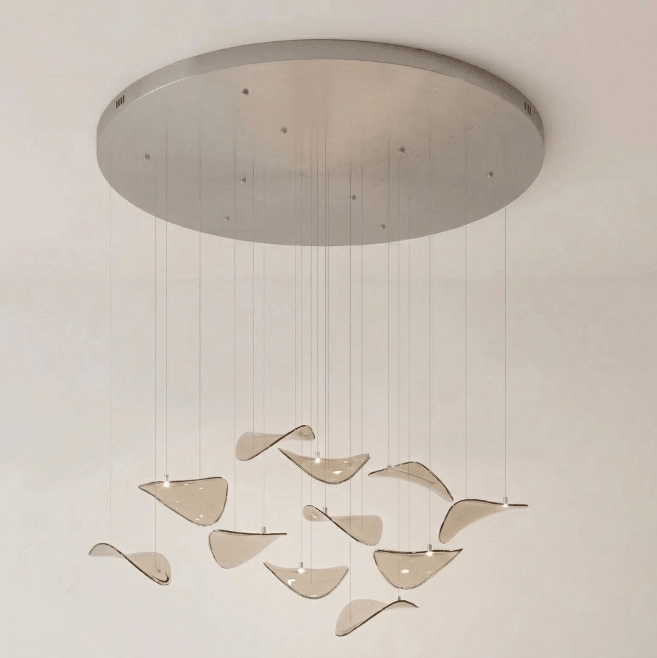 Elegant Wave Floating Leaf Chandelier with Adjustable Brightness & Eco