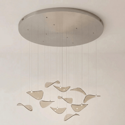 Elegant Wave Floating Leaf Chandelier with Adjustable Brightness & Eco