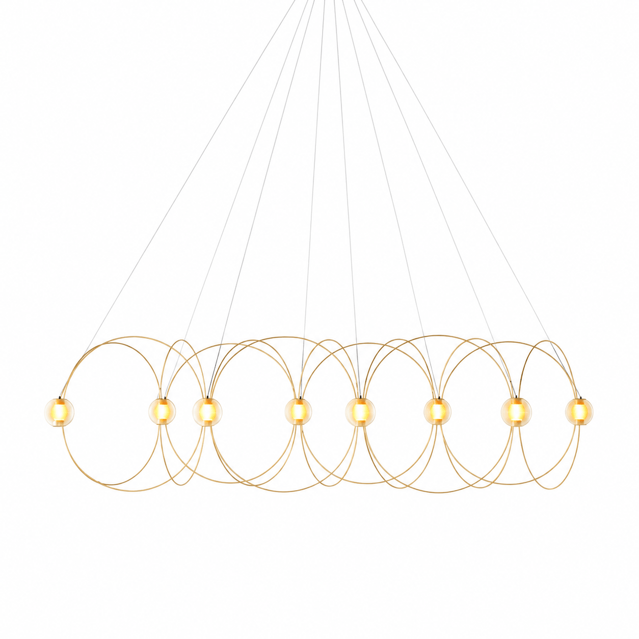 Amber Glass Orb Loop Chandelier - Elegant Design with Adjustable Heigh