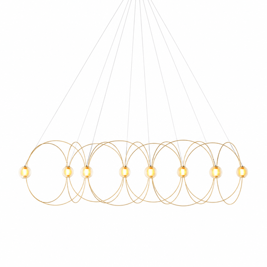 Amber Glass Orb Loop Chandelier - Elegant Design with Adjustable Heigh
