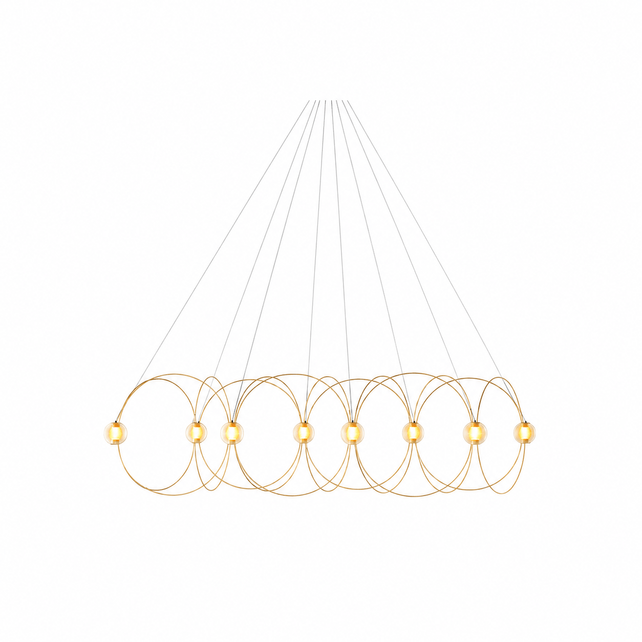 Amber Glass Orb Loop Chandelier - Elegant Design with Adjustable Heigh