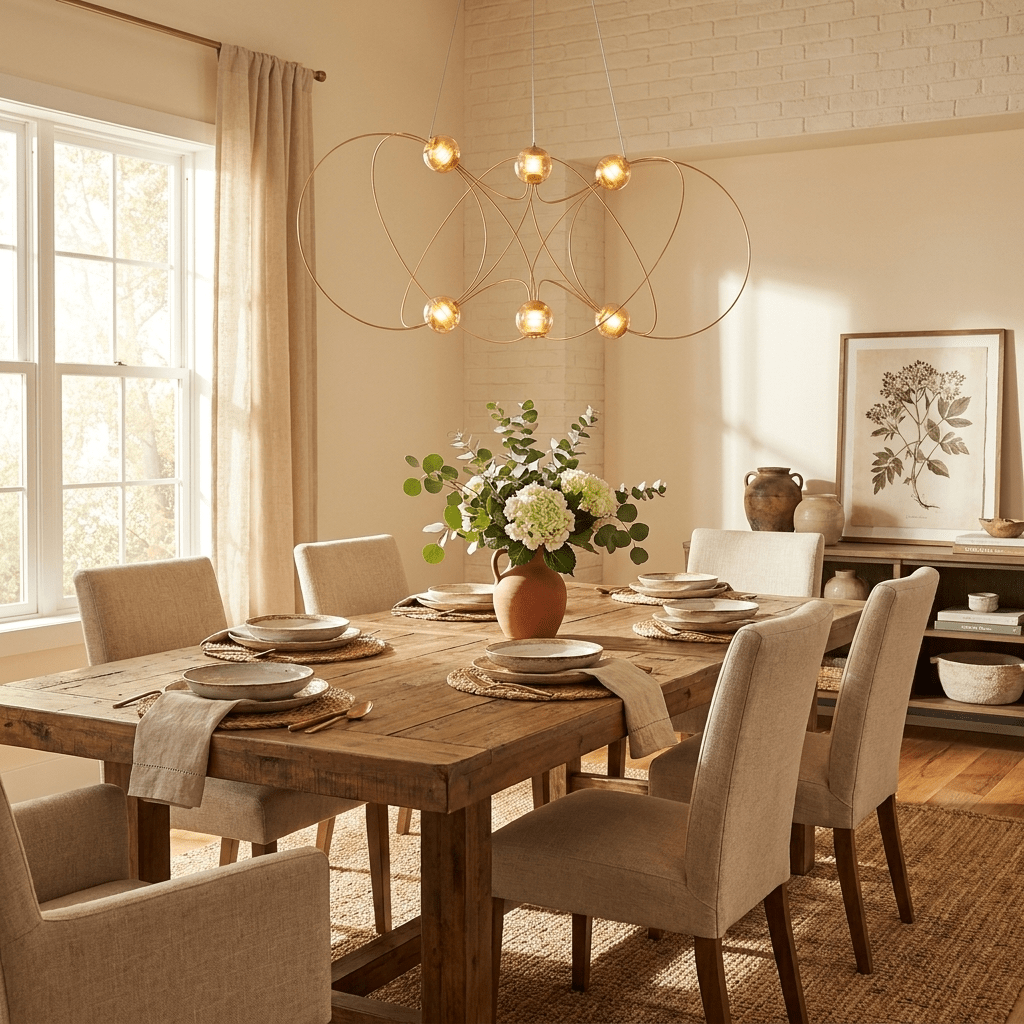 Amber Glass Orb Loop Chandelier - Elegant Design with Adjustable Heigh