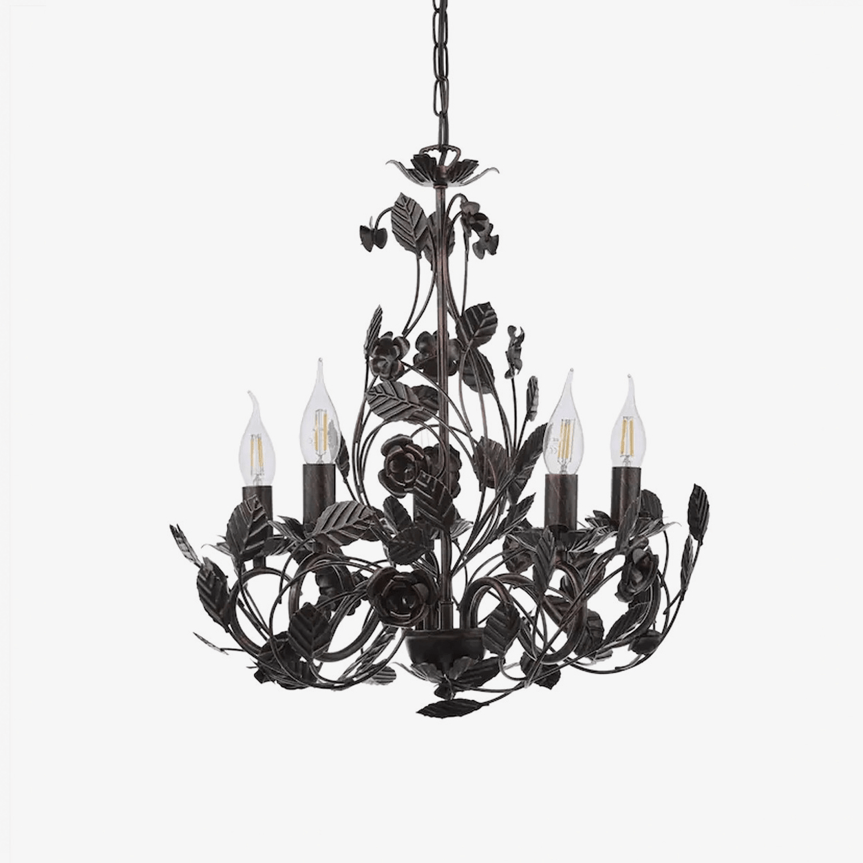 Rosaio Wrought Iron Chandelier - Elegant Design with Adjustable Height