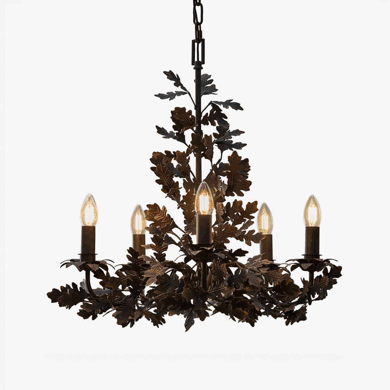 Thicket Oak Leaf Chandelier - Elegant Design with Adjustable Height &