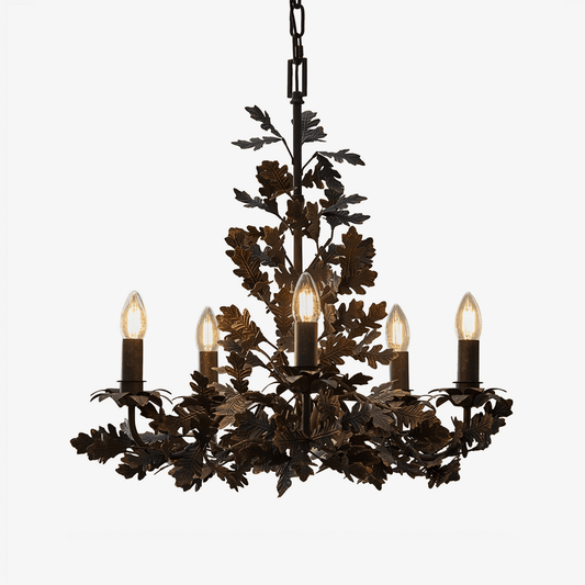 Thicket Oak Leaf Chandelier - Elegant Design with Adjustable Height &