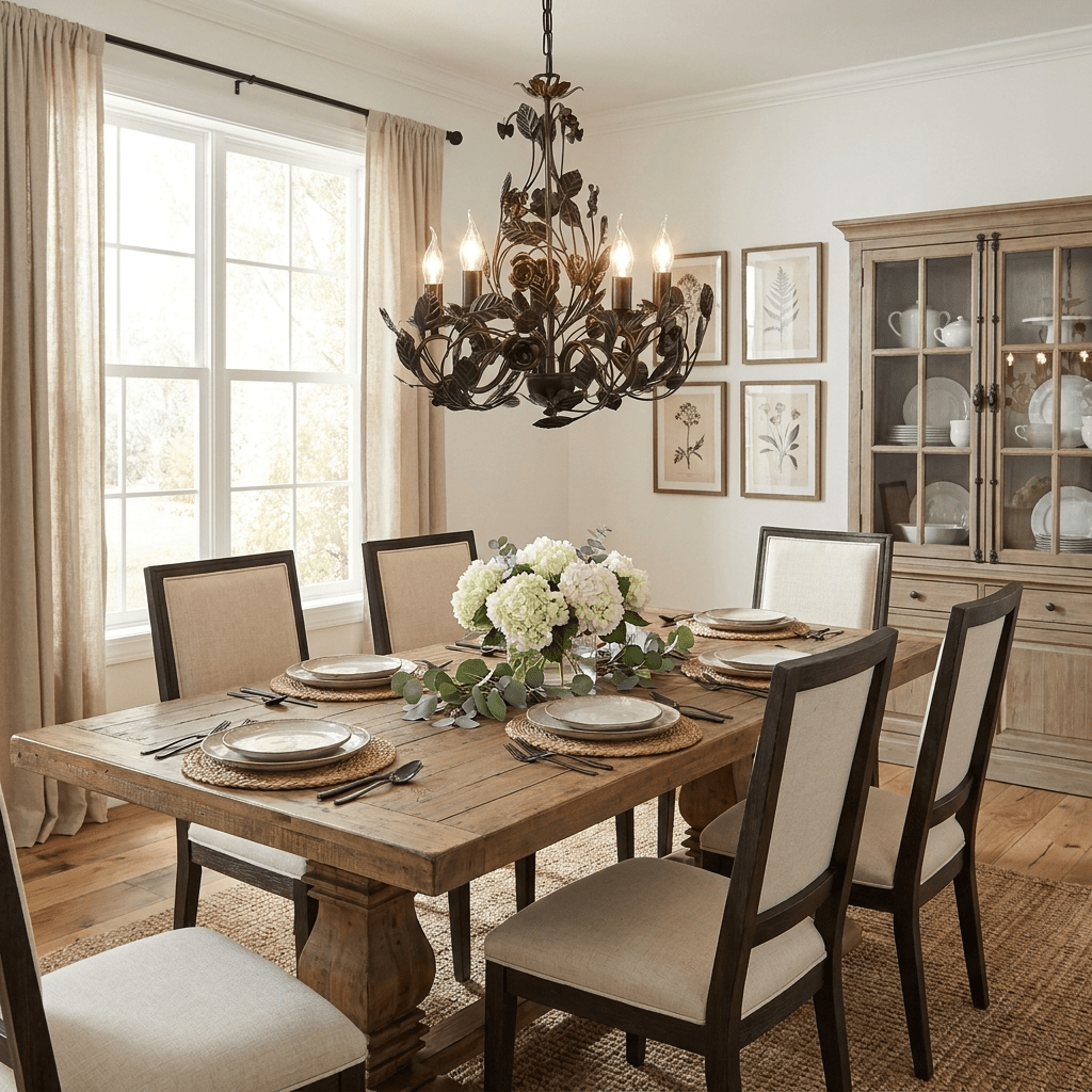 Rosaio Wrought Iron Chandelier - Elegant Design with Adjustable Height