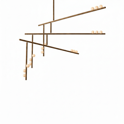 Elegant Brass Glass Drop Chandelier with Adjustable Height & LED Compa