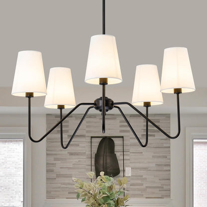 Lumos Black Chandelier - Elegant Design with Adjustable Height & LED L