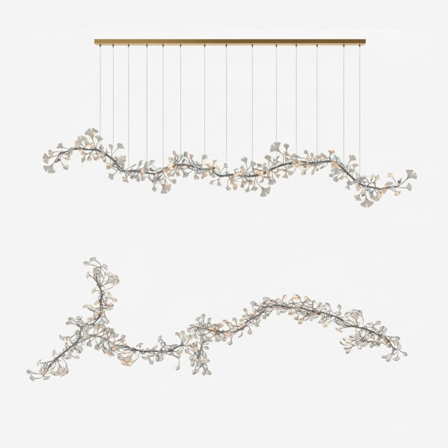 Elegant Porcelain Ginkgo Chandelier - Handcrafted, Energy Efficient Li