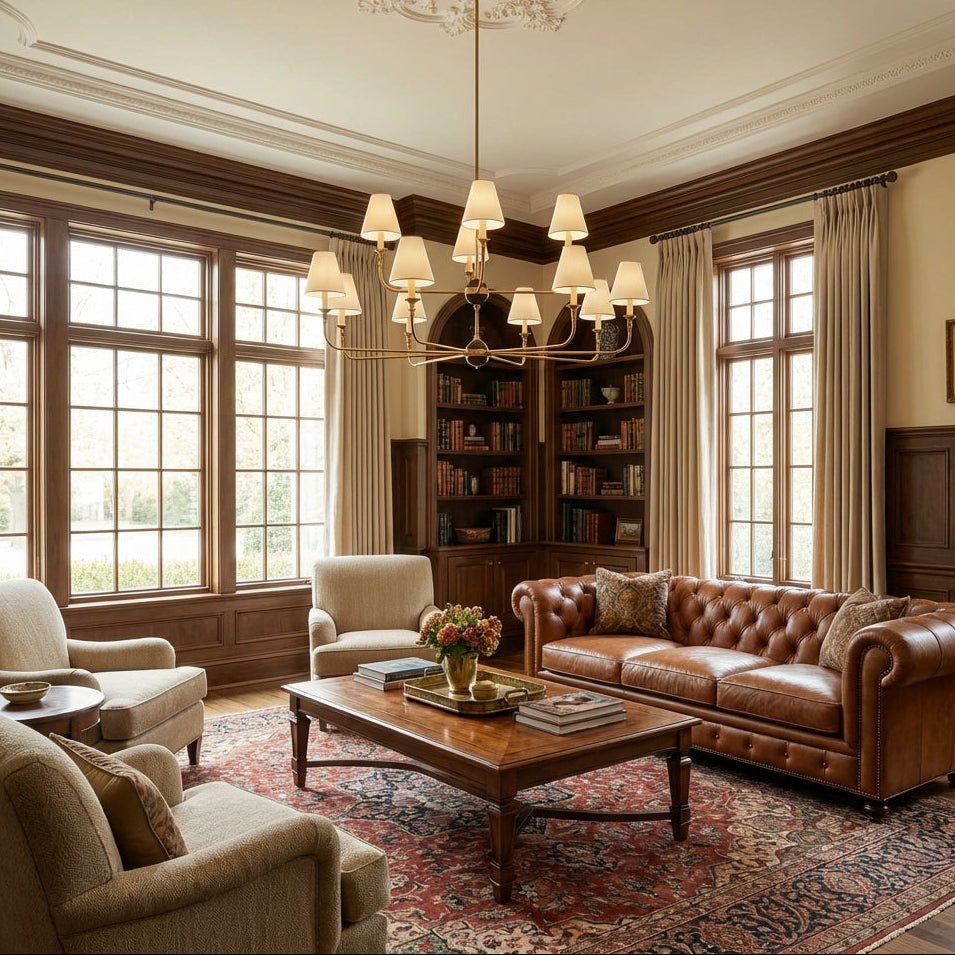 Astris Brass Chandelier - Elegant Lighting with Adjustable Arms & LED