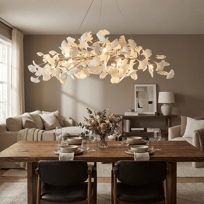 Gingko Plume Chandelier - Elegant Design with Adjustable Brightness
