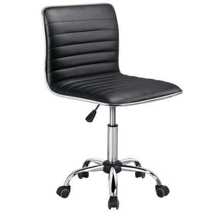 PU Leather Low-Back Office Chair with Adjustable Height & Chrome Base — alternate angle