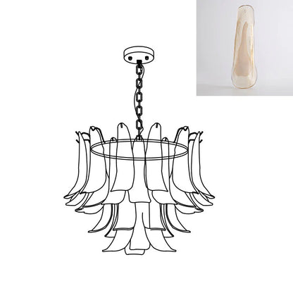 Elegant Glass Leaf Chandelier - Adjustable Height, Energy Efficient Li