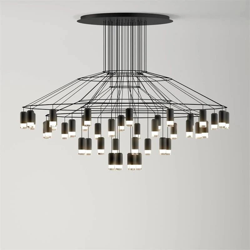 Elegant Lattice Chandelier with Adjustable Height and Crystal Accents