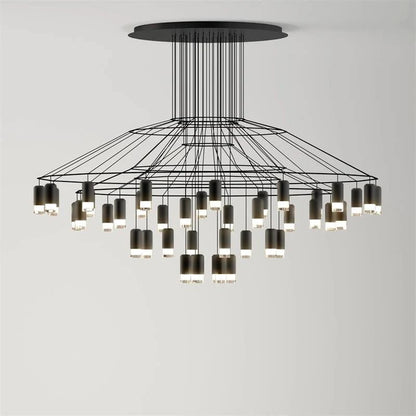 Elegant Lattice Chandelier with Adjustable Height and Crystal Accents