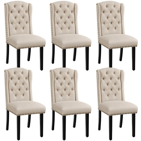 Upholstered Dining Chairs Set of 6 Button Tufted Kitchen Chairs Position 2
