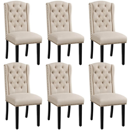 Upholstered Dining Chairs Set of 6 Button Tufted Kitchen Chairs Position 2