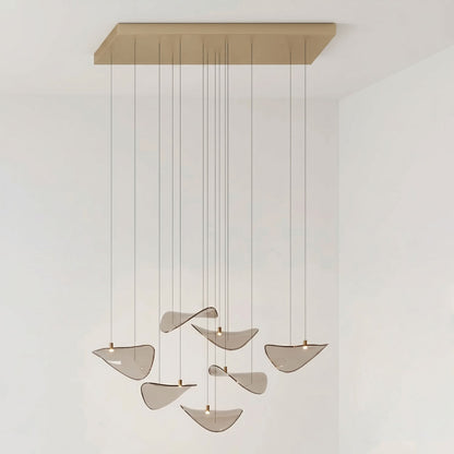 Elegant Wave Floating Leaf Chandelier with Adjustable Brightness & Eco