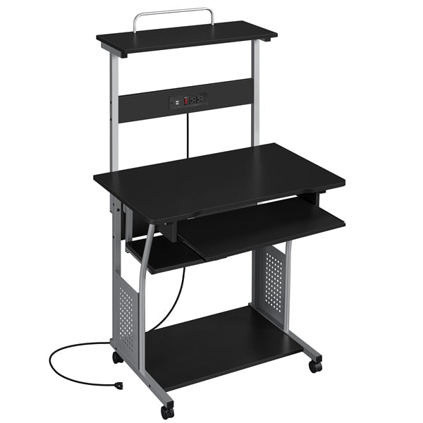 3 Tiers Rolling Computer Desk on Wheels Position 3