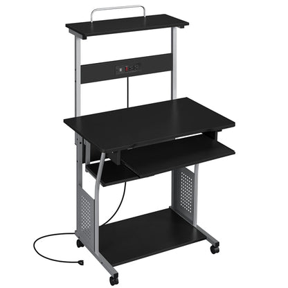 3 Tiers Rolling Computer Desk on Wheels Position 3