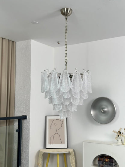 Elegant Glass Teardrop Chandelier with Adjustable Height & LED Compati